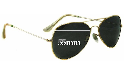 Sunglass Fix Replacement Lenses for Ray Ban B&L Aviator RB3025 Large Metal - 55mm Wide 