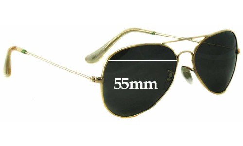 Sunglass Fix Replacement Lenses for Ray Ban B&L Aviator RB3025 - 55mm Wide 