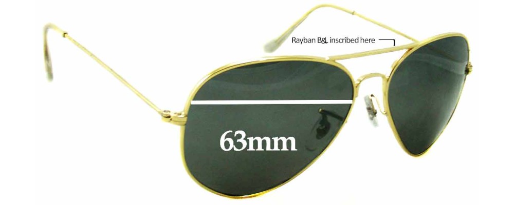 Sunglass Fix Replacement Lenses for Ray Ban B&L Aviators RB3026 - 63mm Wide