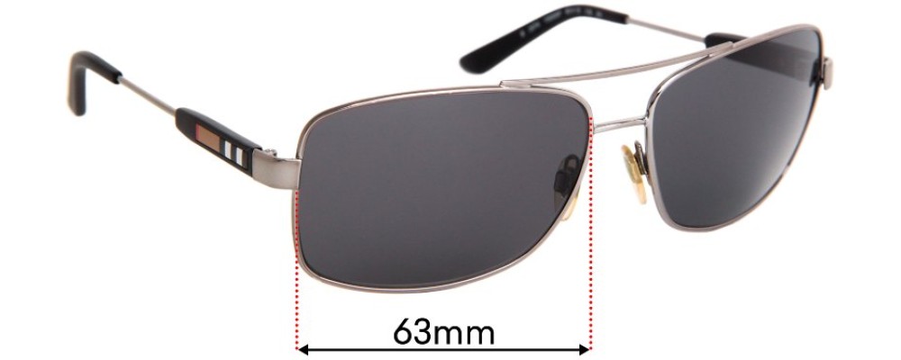 Sunglass Fix Replacement Lenses for Burberry B 3074 - 63mm Wide