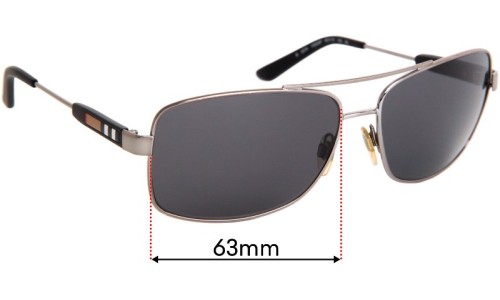 Sunglass Fix Replacement Lenses for Burberry B 3074 - 63mm Wide 