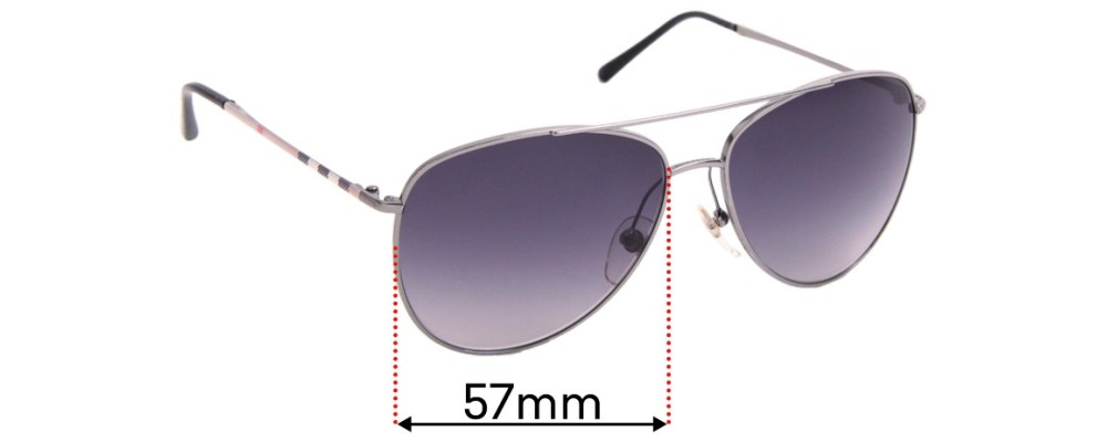 Sunglass Fix Replacement Lenses for Burberry House Check Foil - 57mm Wide