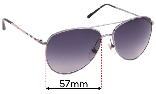 Sunglass Fix Replacement Lenses for Burberry House Check Foil - 57mm Wide 