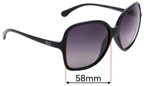 Sunglass Fix Lentes de Repuesto para Dolce & Gabbana DG8082 - 58mm Wide 