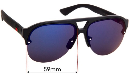 Sunglass Fix Replacement Lenses for Gucci GG 0170/S - 59mm Wide 