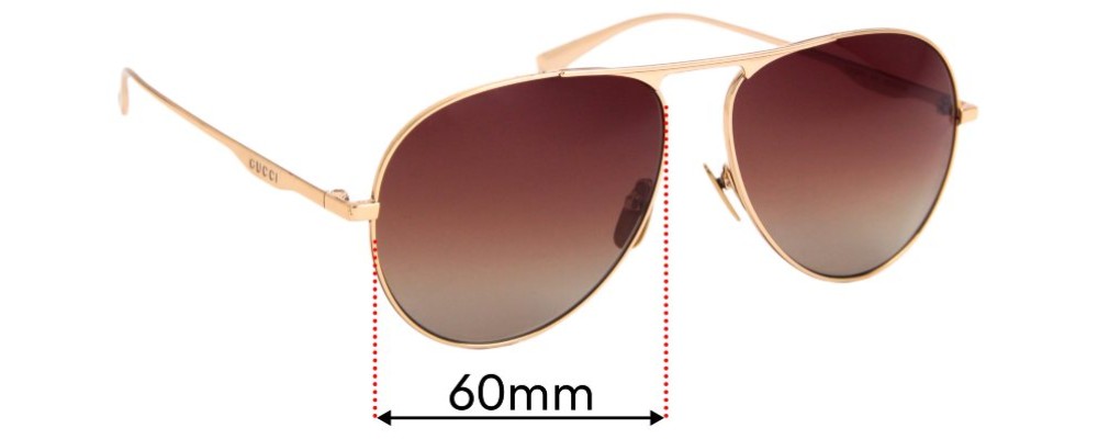 Sunglass Fix Replacement Lenses for Gucci GG 0334S - 60mm Wide