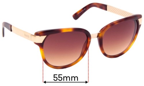 Sunglass Fix Replacement Lenses for Gucci GG3651/S - 55mm Wide 