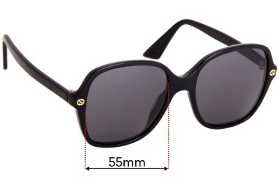 Sunglass Fix Replacement Lenses for Gucci GG 0092/S - 55mm wide 