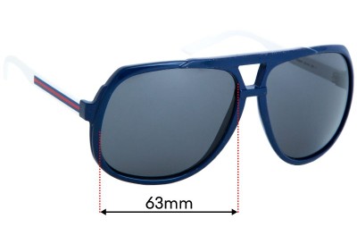 Gucci GG1622/S Replacement Lenses 63mm wide 