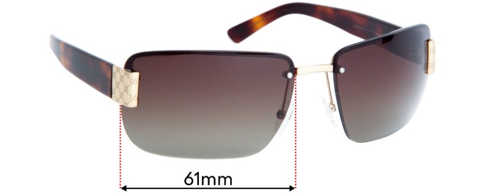 Sunglass Fix Replacement Lenses for Gucci GG1798 - 61mm Wide