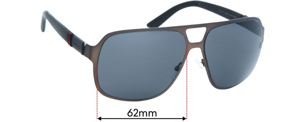Sunglass Fix Replacement Lenses for Gucci GG2253/S - 62mm Wide