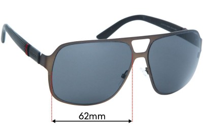Gucci GG2253/S Replacement Lenses 62mm wide 