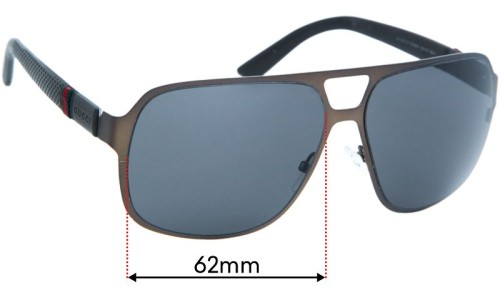 Sunglass Fix Replacement Lenses for Gucci GG2253/S - 62mm Wide 
