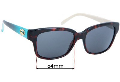 Sunglass Fix Replacement Lenses for Gucci GG3615/S - 54mm wide 