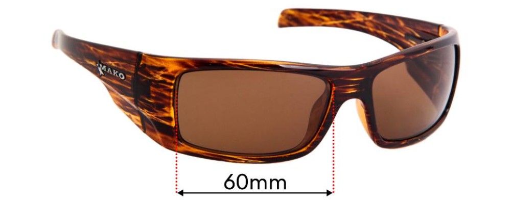 Sunglass Fix Replacement Lenses for Mako Invincible 9577 - 60mm Wide
