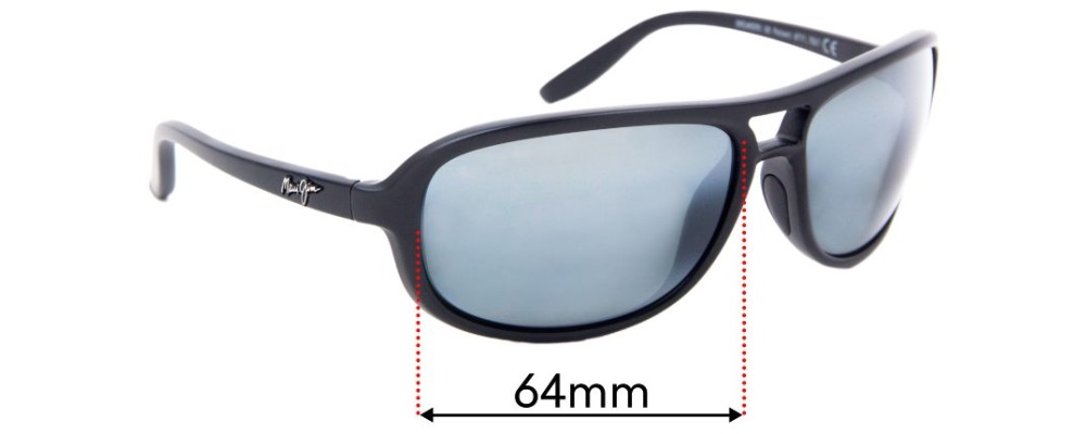 Sunglass Fix Replacement Lenses for Maui Jim MJ288 Breakers  - 64mm Wide