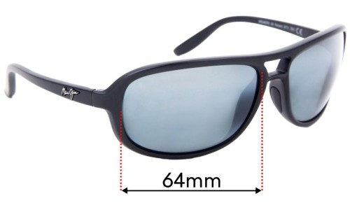 Sunglass Fix Replacement Lenses for Maui Jim MJ288 Breakers  - 64mm Wide 