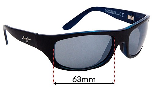 Sunglass Fix Ersatzgläser für Maui Jim MJ261 Surf Rider - 63mm Wide 