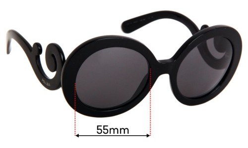 Sunglass Fix Replacement Lenses for Prada SPR27N - 55mm wide 
