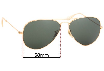 Ray Ban RB3025 Aviator Large Metal Replacement Lenses 58mm wide 