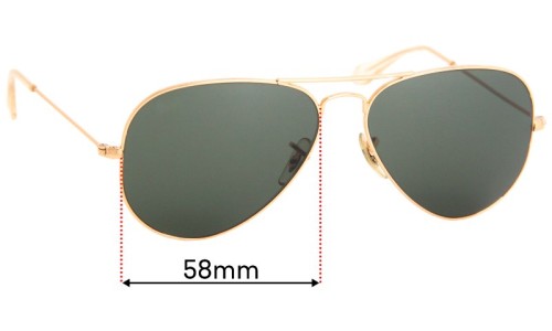 Ray Ban Aviators Large Metal RB3025 Replacement Sunglass Lenses - 58mm Wide 