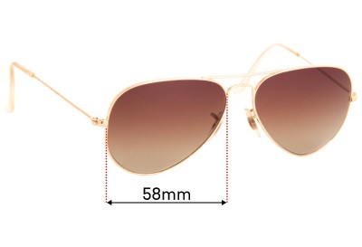 Ray Ban RB3025 L Aviator Replacement Lenses 58mm wide 