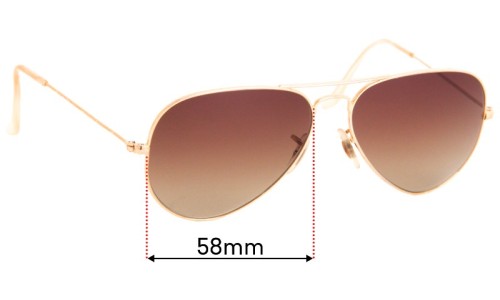 Replacement Sunglass Lenses Ray Ban Aviators L RB3025 - 58mm Wide 