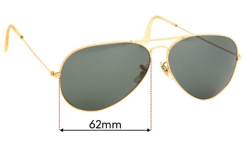 Sunglass Fix Replacement Lenses for Ray Ban B&L Aviator - 51mm Tall - 62mm Wide 