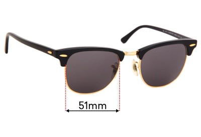 Ray Ban RB3016 WO365 Clubmaster Replacement Lenses 51mm wide 
