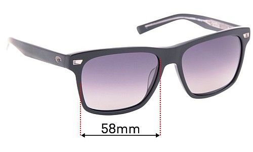 Sunglass Fix Lentes de Repuesto para Costa Del Mar Aransas - 58mm Wide Costa Del Mar Aransas Lentes de Repuesto 58mm wide