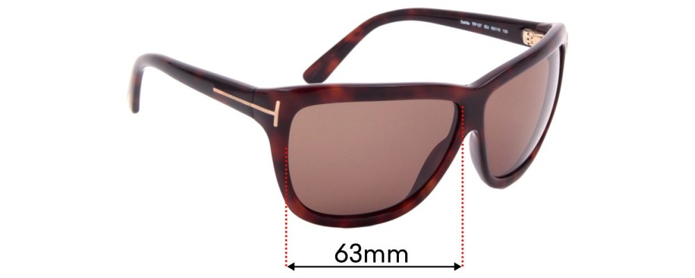 Sunglass Fix Replacement Lenses for Tom Ford Dahlia TF127 - 63mm Wide