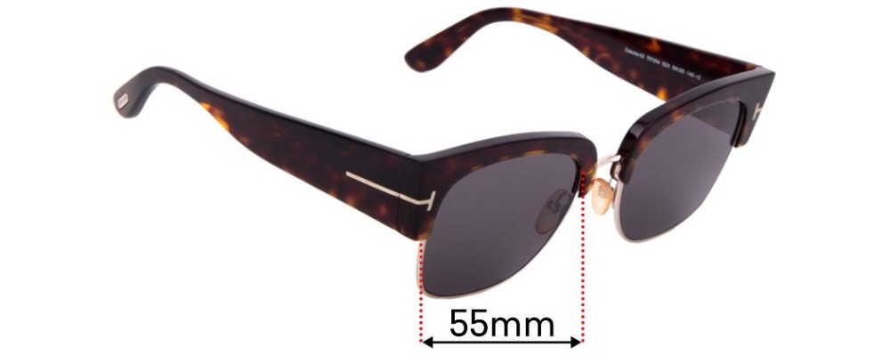 Sunglass Fix Replacement Lenses for Tom Ford Dakota TF554 - 55mm Wide