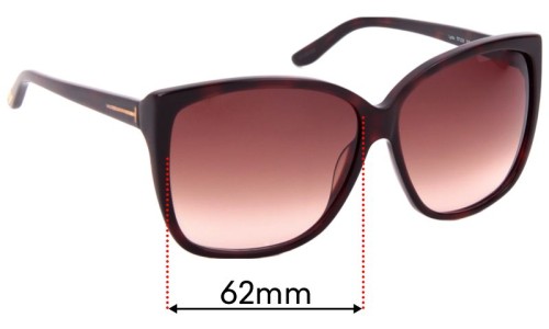 Sunglass Fix Replacement Lenses for Tom Ford Lydia TF228 - 61mm Wide 