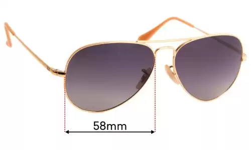 Ray-Ban RB3689 Aviator Metal II Replacement Lenses 58mm wide 