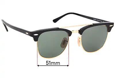 Ray-Ban RB3816 Clubmaster Double Bridge Replacement Lenses 51mm wide 