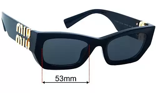 Sunglass Fix Replacement Lenses for Miu Miu SMU09W - 53mm Wide Miu Miu SMU09W Replacement Lenses 53mm wide
