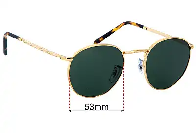 Ray-Ban RB3637 New Round Replacement Lenses 53mm wide 