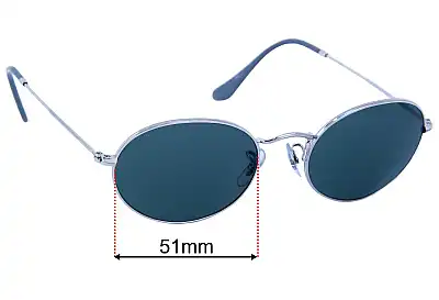 Ray-Ban RB3547 Oval Metal Replacement Lenses 51mm wide 