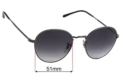 Ray-Ban RB3582 David Replacement Lenses 51mm wide 