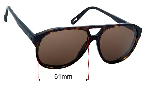 Sunglass Fix Replacement Lenses Vuarnet VL1607 - 61mm Wide 