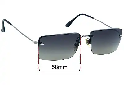 Ray-Ban RB3204 Rimless Square Replacement Lenses 58mm wide 