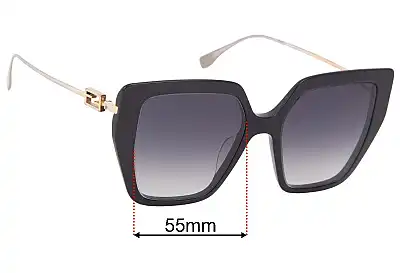 Fendi FE 40012U Replacement Lenses 55mm wide 