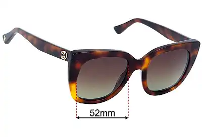 Gucci GG0163S Replacement Lenses 52mm wide 