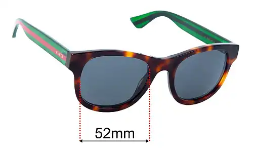 Sunglass Fix Replacement Lenses Gucci GG0003SN - 52mm Wide 
