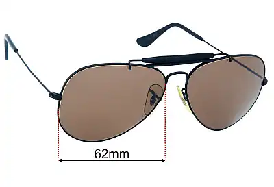 Ray-Ban B&L W1666 Replacement Lenses 62mm wide 