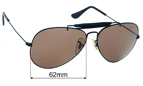 Ray-Ban B&L W1666 Replacement Lenses 62mm wide 