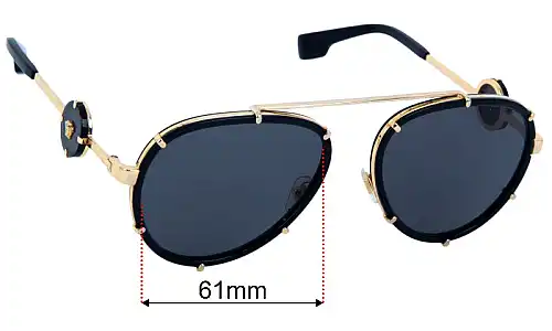 Sunglasses Replacement Lenses Versace MOD 2232 61mm Wide 