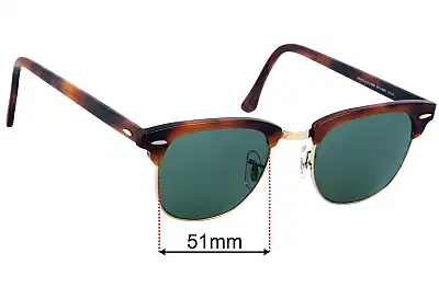 Ray-Ban B&L Clubmaster W1117 Replacement Lenses 51mm wide 