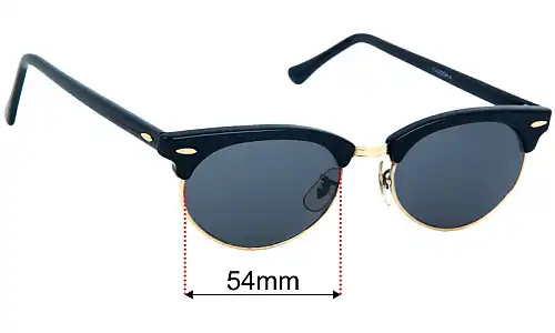 Ray-Ban B&L W1263 Clubmaster Oval Replacement Lenses 54mm wide 