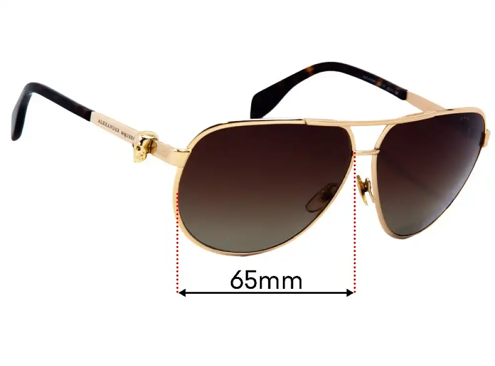 Sunglass Fix Lentilles de Remplacement pour Alexander McQueen AMQ 4156/S - 65mm Wide